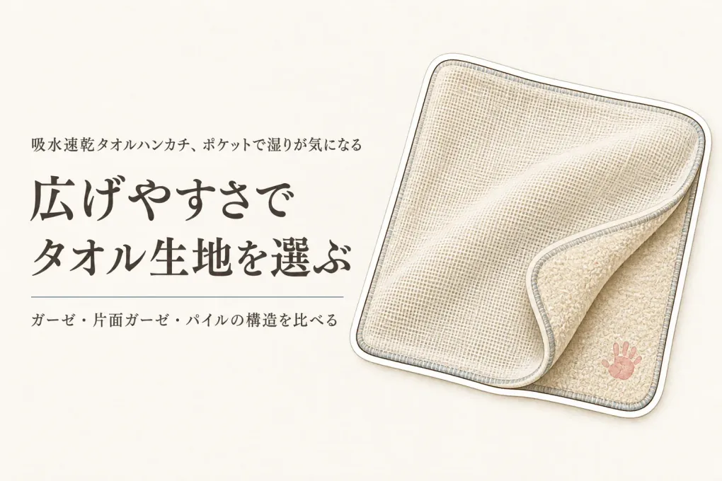吸水速乾タオルハンカチの選び方｜ガーゼ・片面ガーゼ・パイルを乾かしやすさで比較