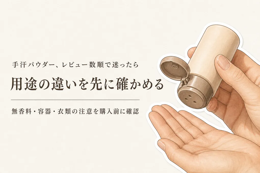 手汗パウダーのレビュー数順3選｜無香料表示・容器の出しやすさ・服への付きにくさを比較