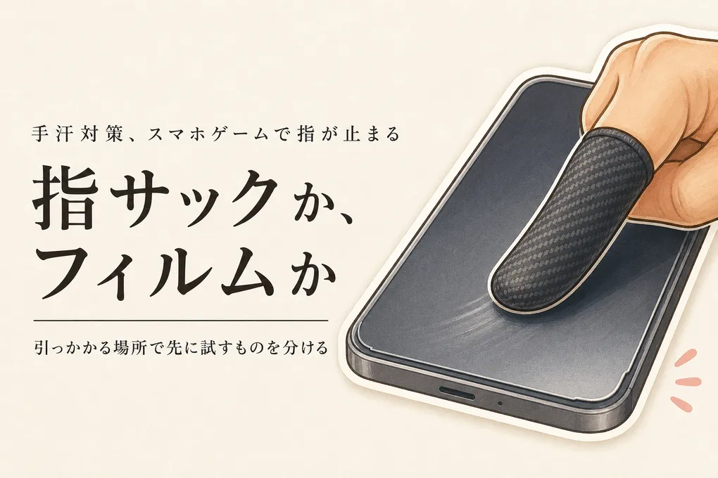 スマホゲームの指サックとアンチグレアフィルムはどっち？手汗でフリックが引っかかるときの選び方