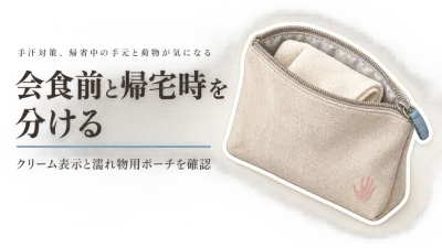 年末年始の帰省・会食前に手汗クリームと防水ポーチ｜宿泊先で濡れ物を分ける